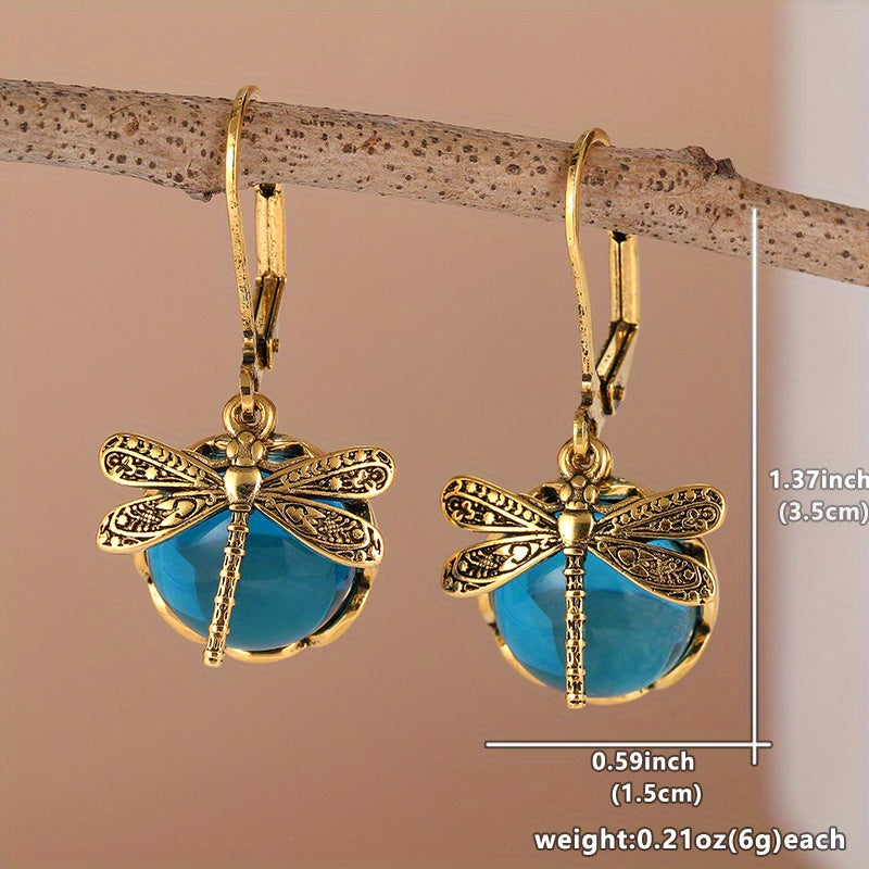 Copper Dragonfly Pendant Earrings