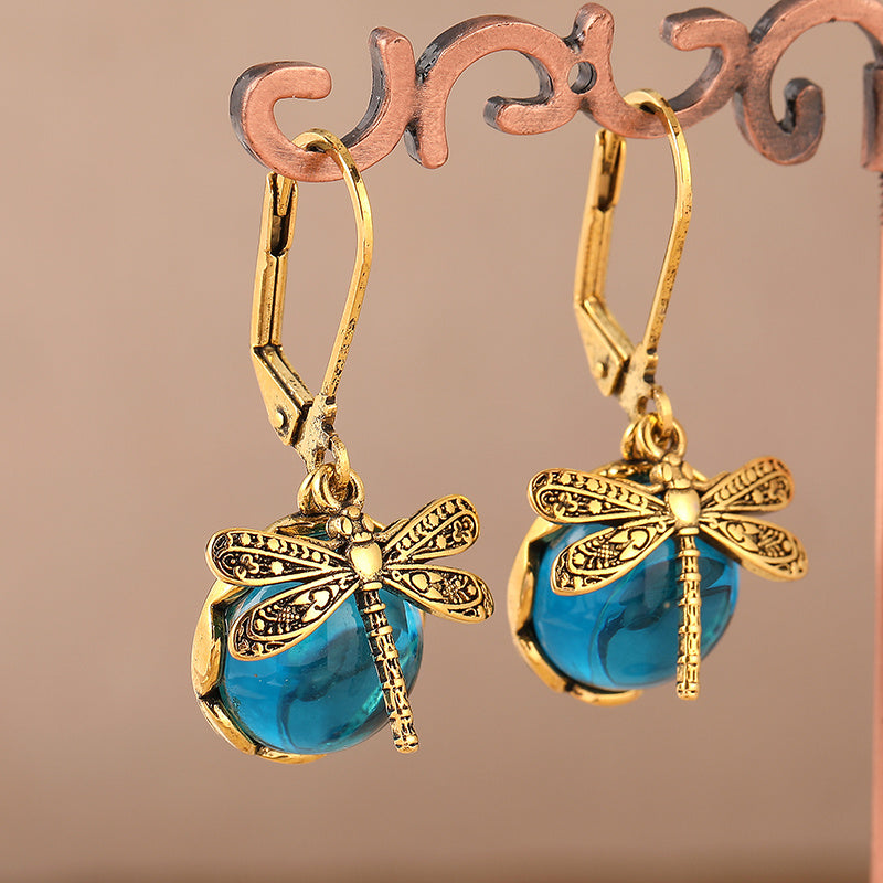 Copper Dragonfly Pendant Earrings