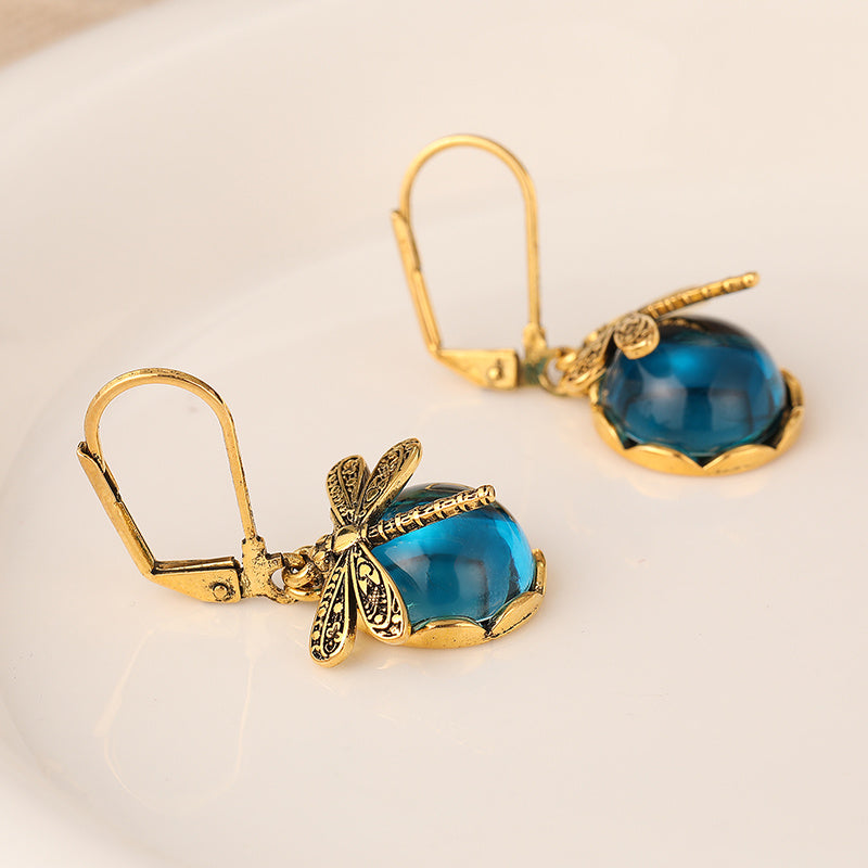 Copper Dragonfly Pendant Earrings
