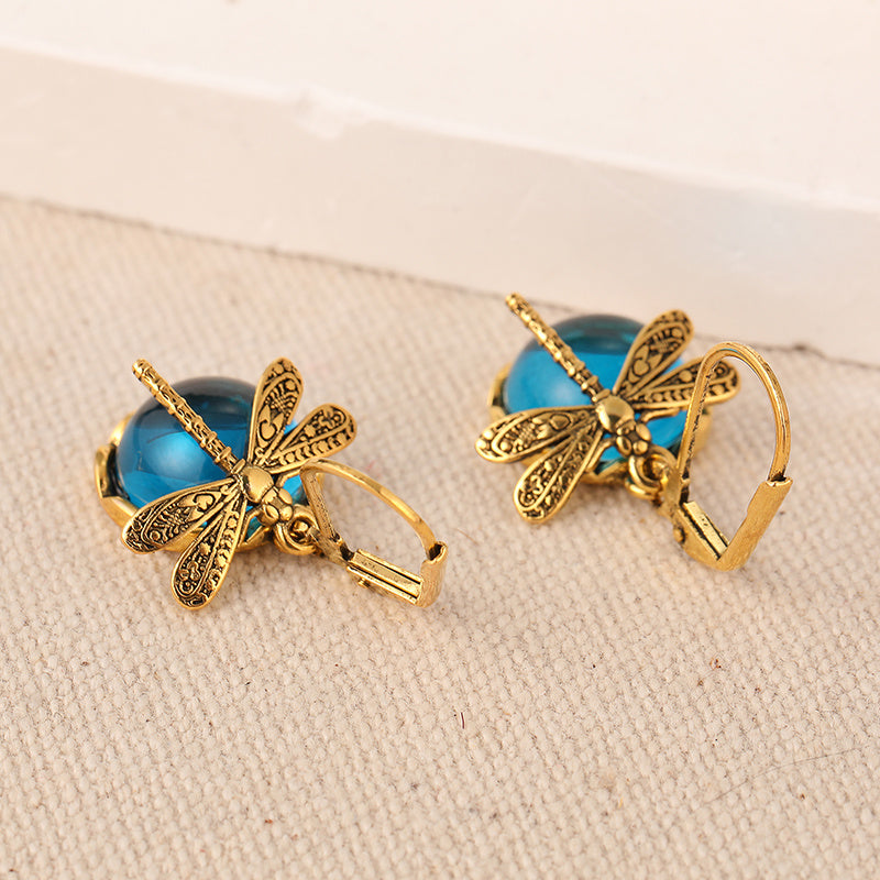 Copper Dragonfly Pendant Earrings