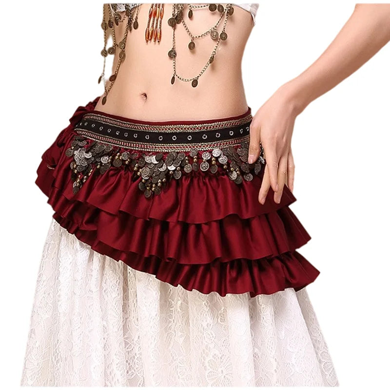 Belly Dance, Tribal ATS Vintage Satin Wrap Belt Extra Long with Copper Coin