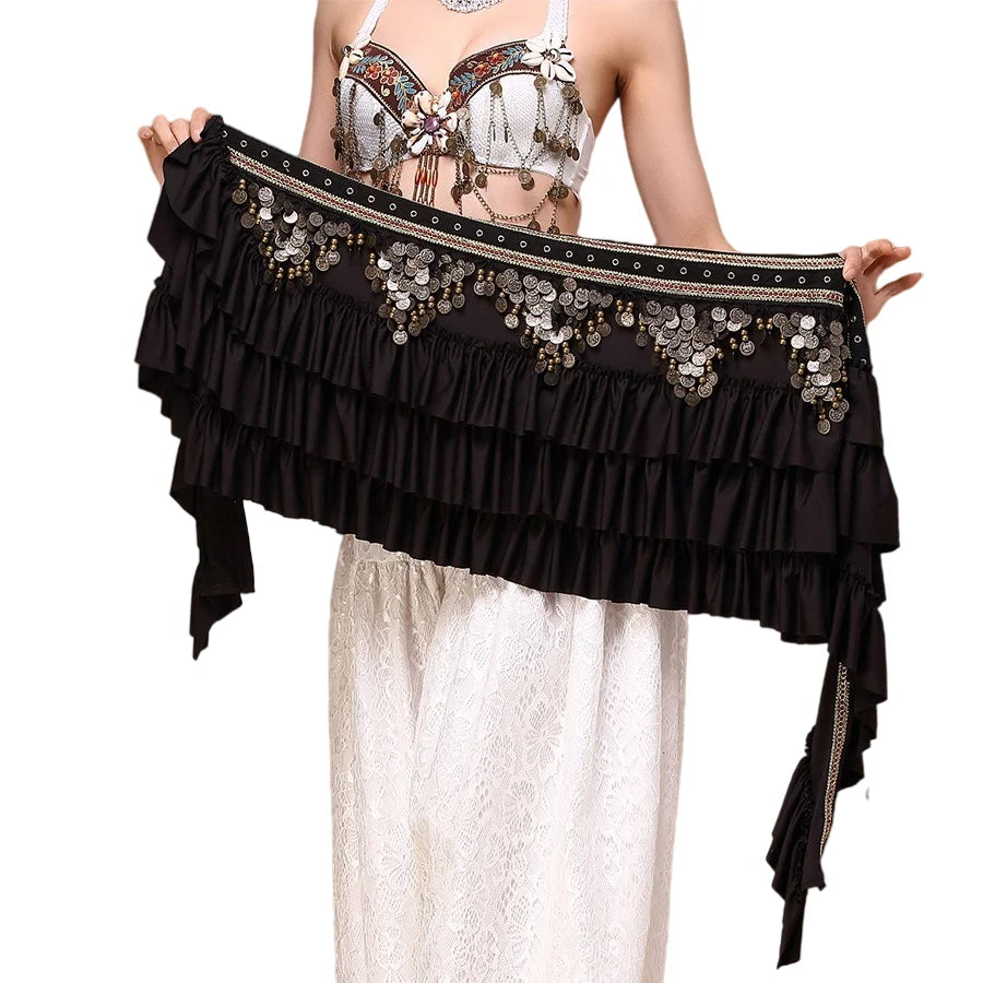 Belly Dance, Tribal ATS Vintage Satin Wrap Belt Extra Long with Copper Coin