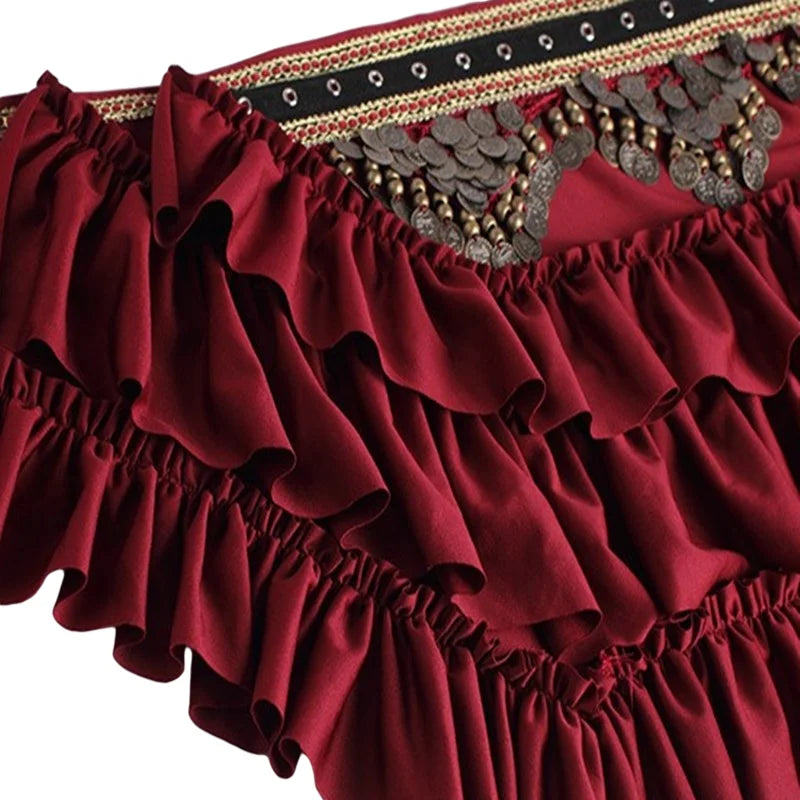 Belly Dance, Tribal ATS Vintage Satin Wrap Belt Extra Long with Copper Coin